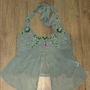 Edikted Green Embellished Halter Top